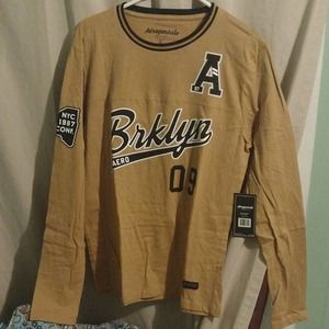 Aeropostale brown brklyn 09 medium long sleeve shirt new